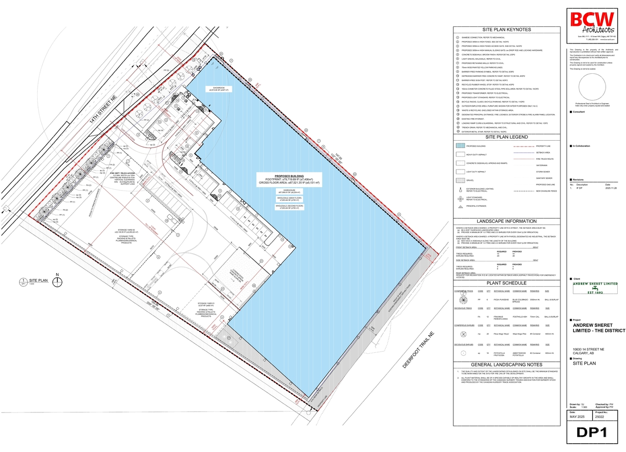 Construction site plan for project from page 1 of the file 'DP2025-06951 DMAP Plans Submitted (5MB) 2025-12-16'