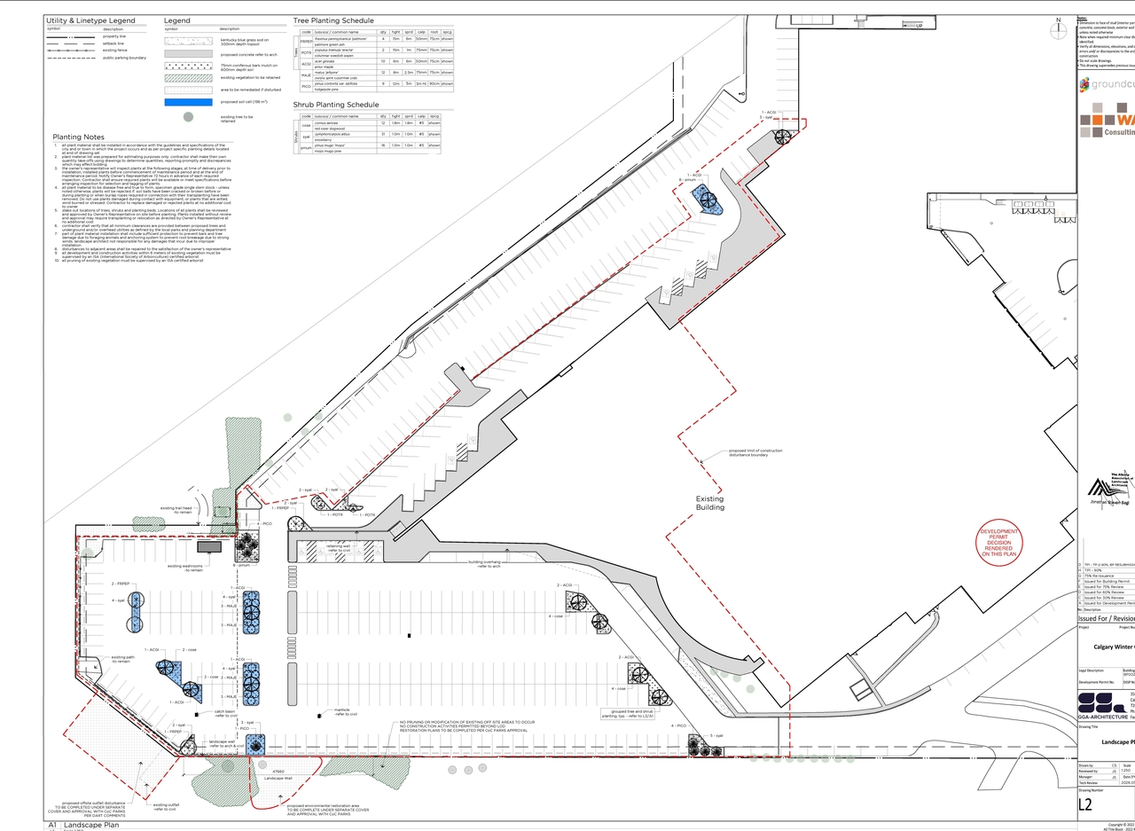 Construction site plan for project from page 7 of the file 'DP2025-06987 - DMAP Decision Rendered (10MB) 2026-07-27'