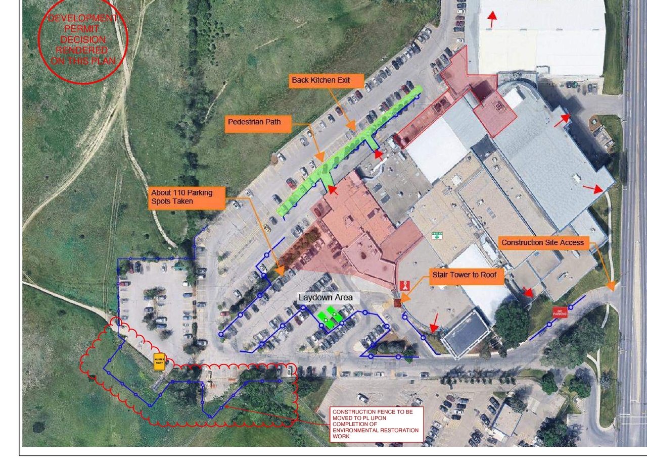 Construction site plan for project from page 9 of the file 'DP2025-06987 - DMAP Decision Rendered (10MB) 2026-07-27'
