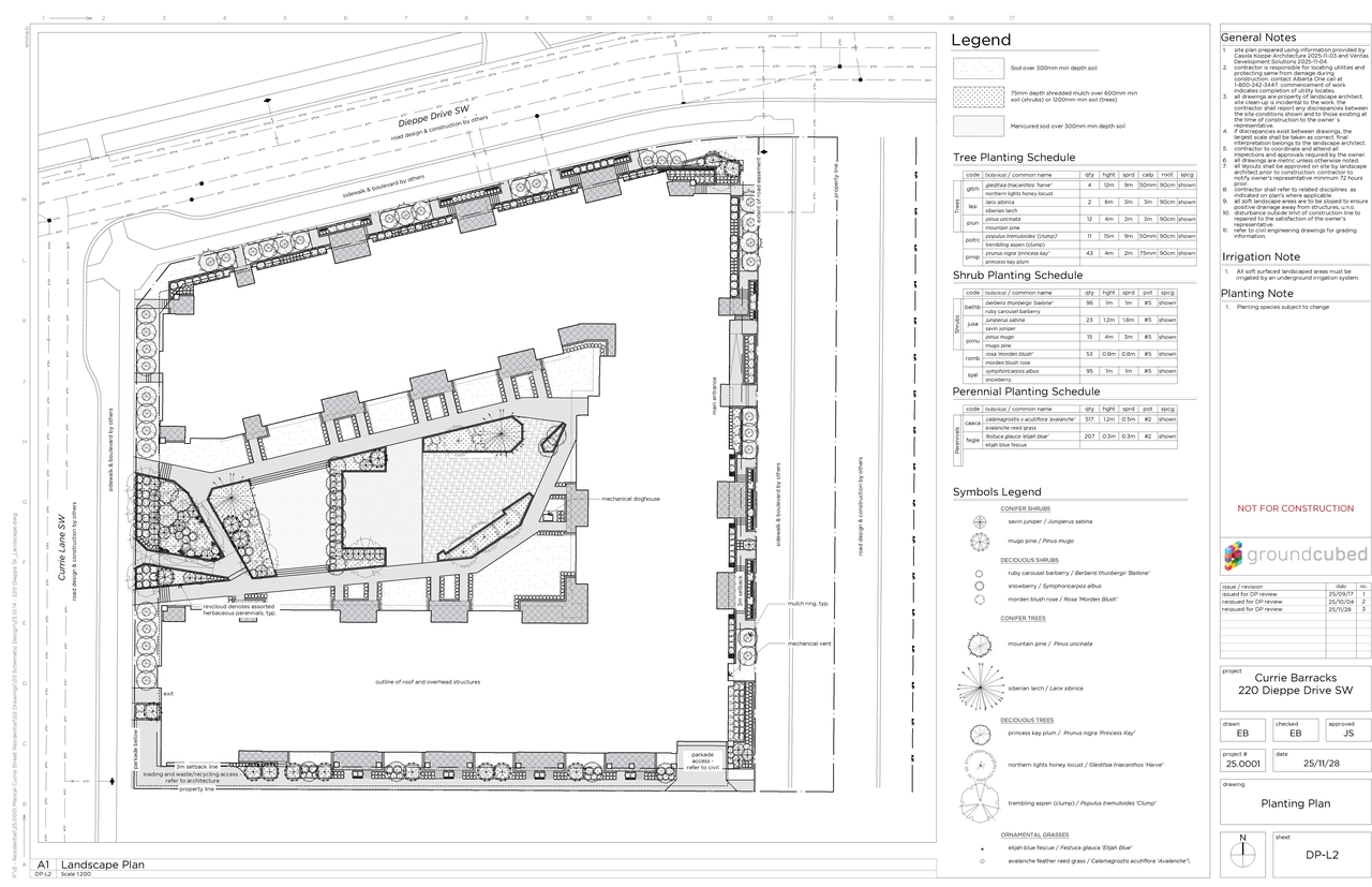 Construction site plan for project from page 13 of the file 'DP2025-07077 DMAP Plans Submitted (11MB) 2025-12-08'