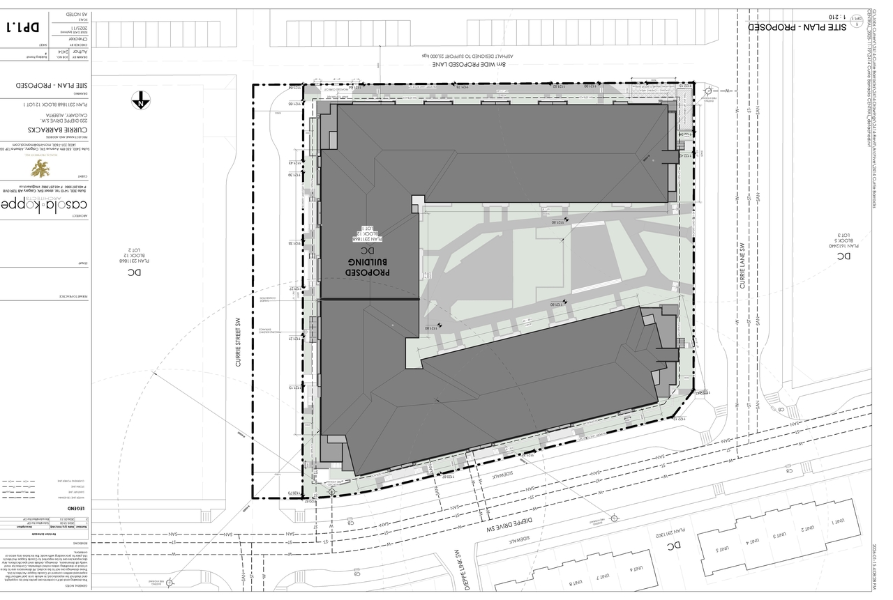 Construction site plan for project from page 5 of the file 'DP2025-07077 DMAP Plans Submitted (11MB) 2025-12-08'