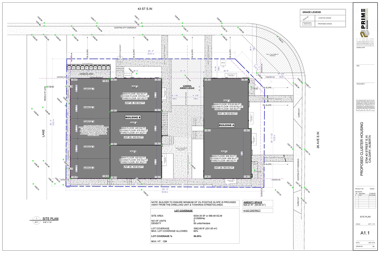 Construction site plan for project from page 4 of the file 'DP2025-07103 DMAP Plans Submitted (14MB) 2025-12-09'