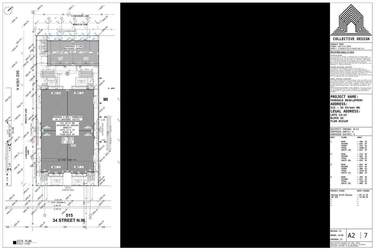 Construction site plan for project from page 2 of the file 'DMAP Plans (Submitted) DP2025-07117 (8MB) 2025-12-09'