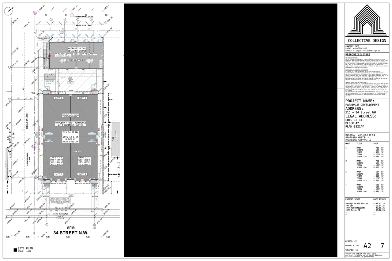 Construction site plan for project from page 2 of the file 'DP2025-07117 - DMAP Plans (amended) 2026-07-21 (2MB)'