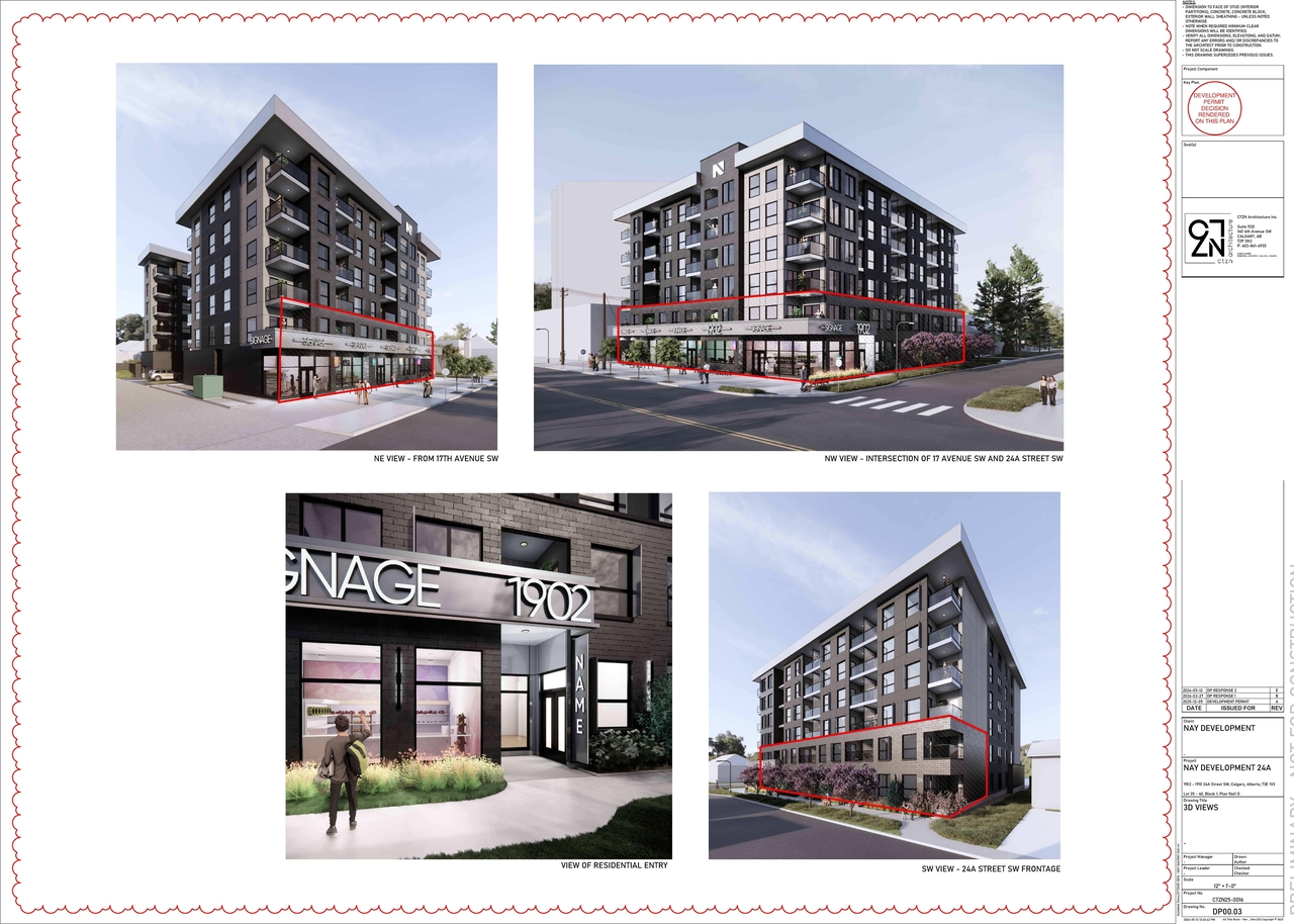 Rendering of building from page 4 of the file 'DP2025-07148 - DMAP PLANS - DECISION RENDERED - 2026-06-02 (16MB)'