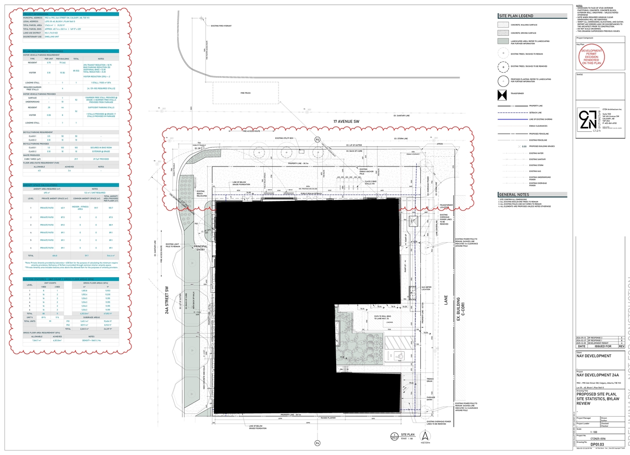 Construction site plan for project from page 7 of the file 'DP2025-07148 - DMAP PLANS - DECISION RENDERED - 2026-06-02 (16MB)'