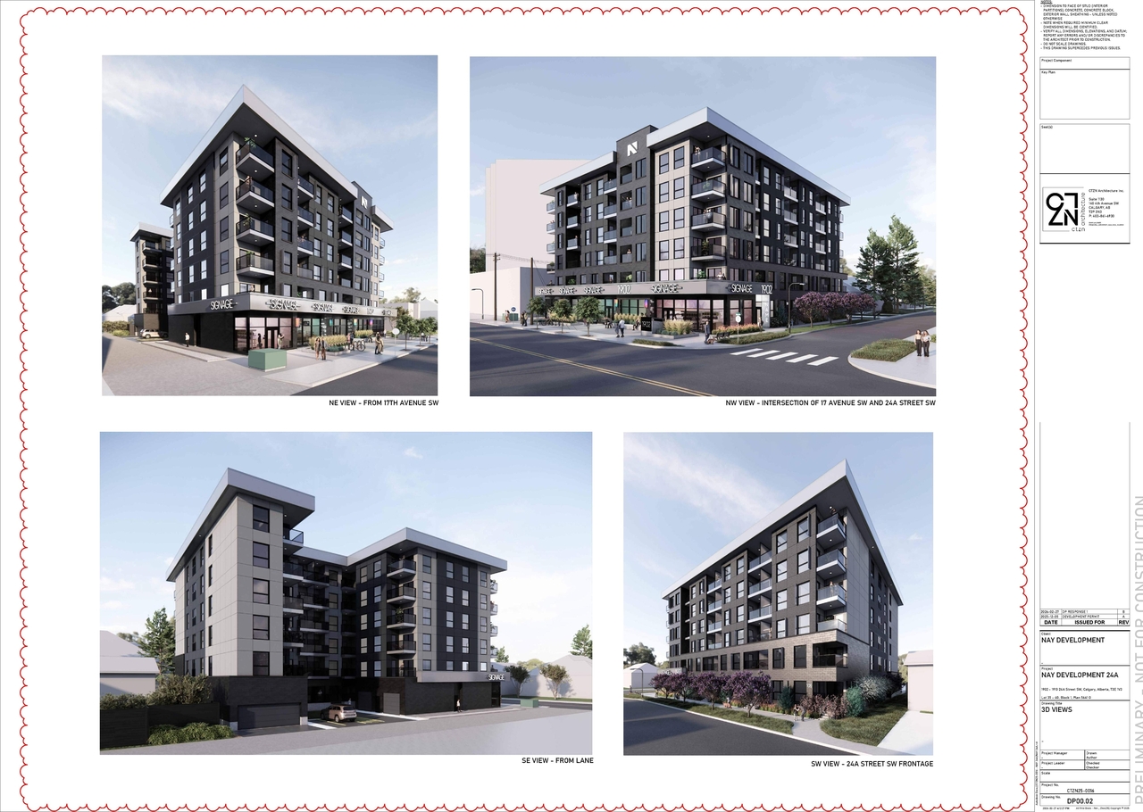 Rendering of building from page 3 of the file 'DP2025-07148 DMAP Amended Plans (9MB) 2026-03-17'