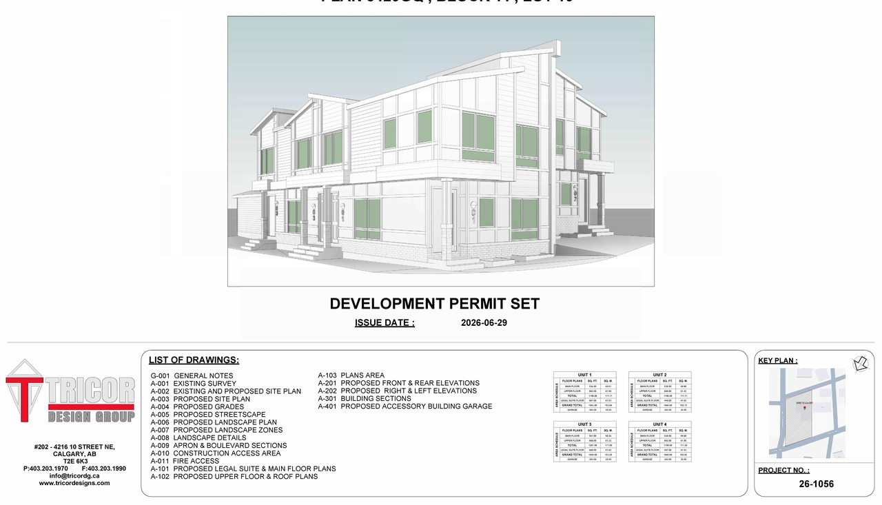 Construction site plan for project from page 1 of the file 'DMAP Plans (Amended)DP2025-07156 (6MB) 2026-06-30'