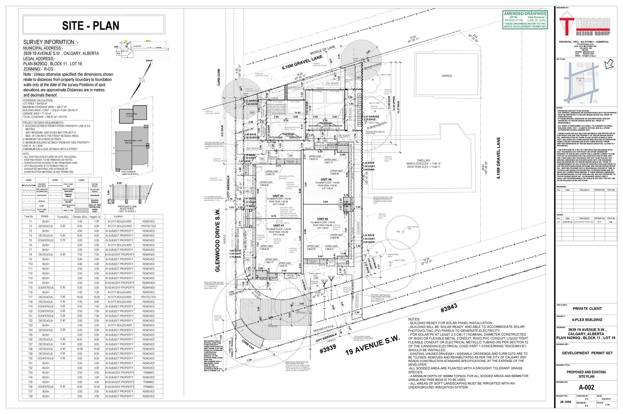Construction site plan for project from page 3 of the file 'DMAP Plans (Amended)DP2025-07156 (6MB) 2026-06-30'