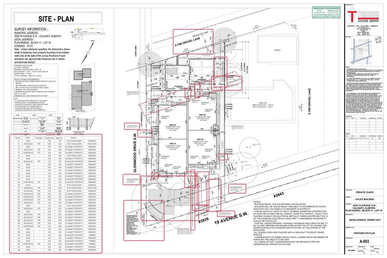 Construction site plan for project from page 4 of the file 'DMAP Plans (Amended)DP2025-07156 (6MB) 2026-06-30'
