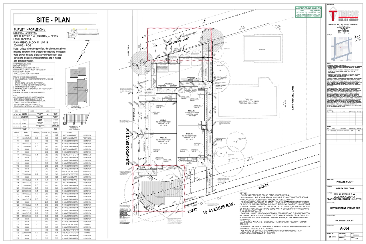 Construction site plan for project from page 5 of the file 'DMAP Plans (Amended)DP2025-07156 (6MB) 2026-06-30'