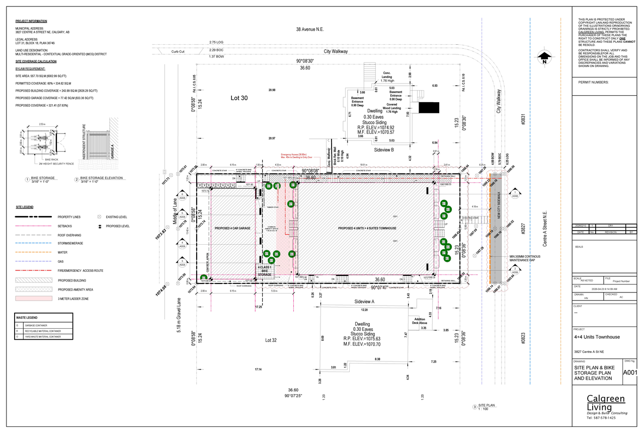 Construction site plan for project from page 2 of the file 'DP2025-07157 DMAP Plans (Amended)2026-04-26 (5MB)'