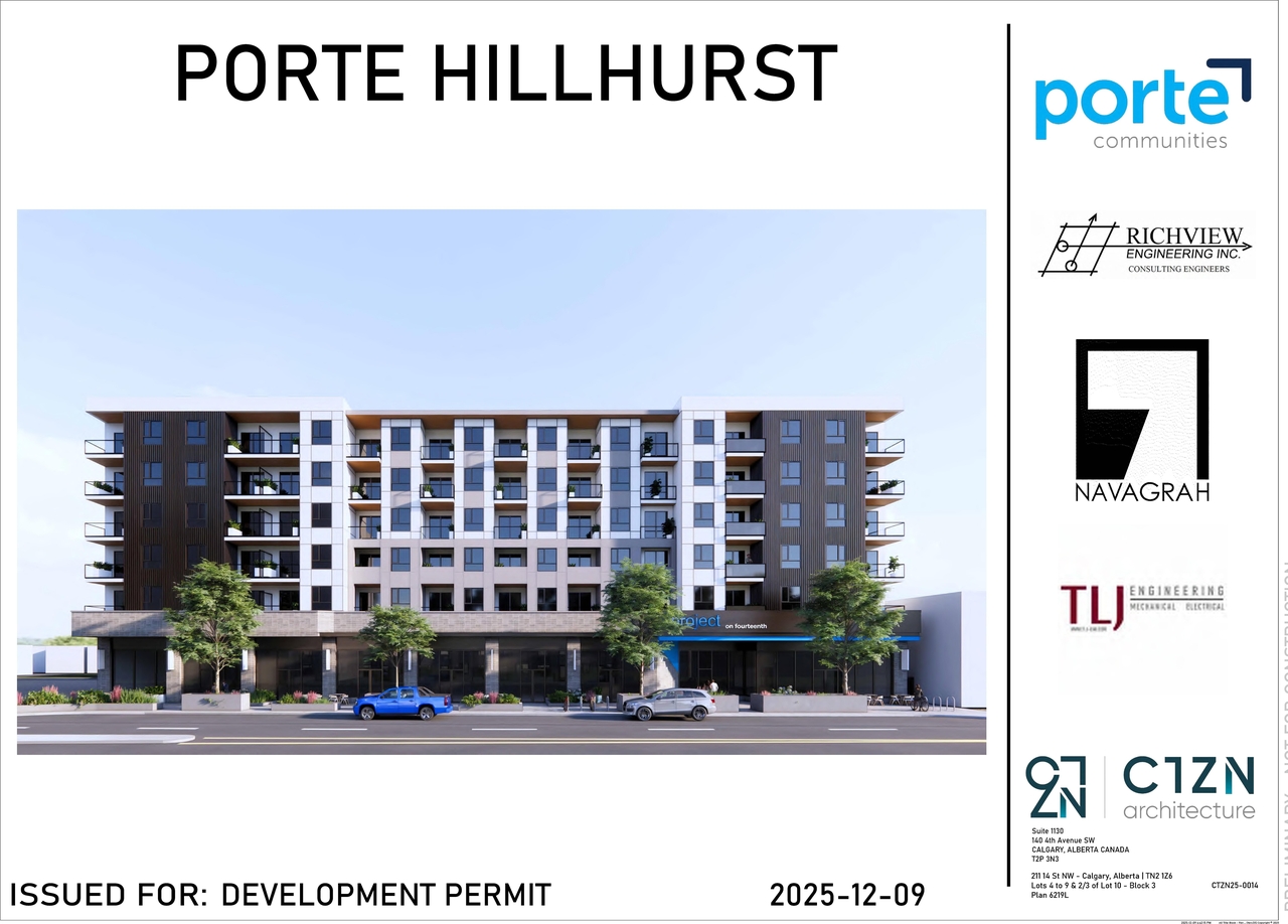 Rendering of building from page 1 of the file 'DMAP Plans (Submitted) DP2025-07167 (4MB) 2025-12-11'