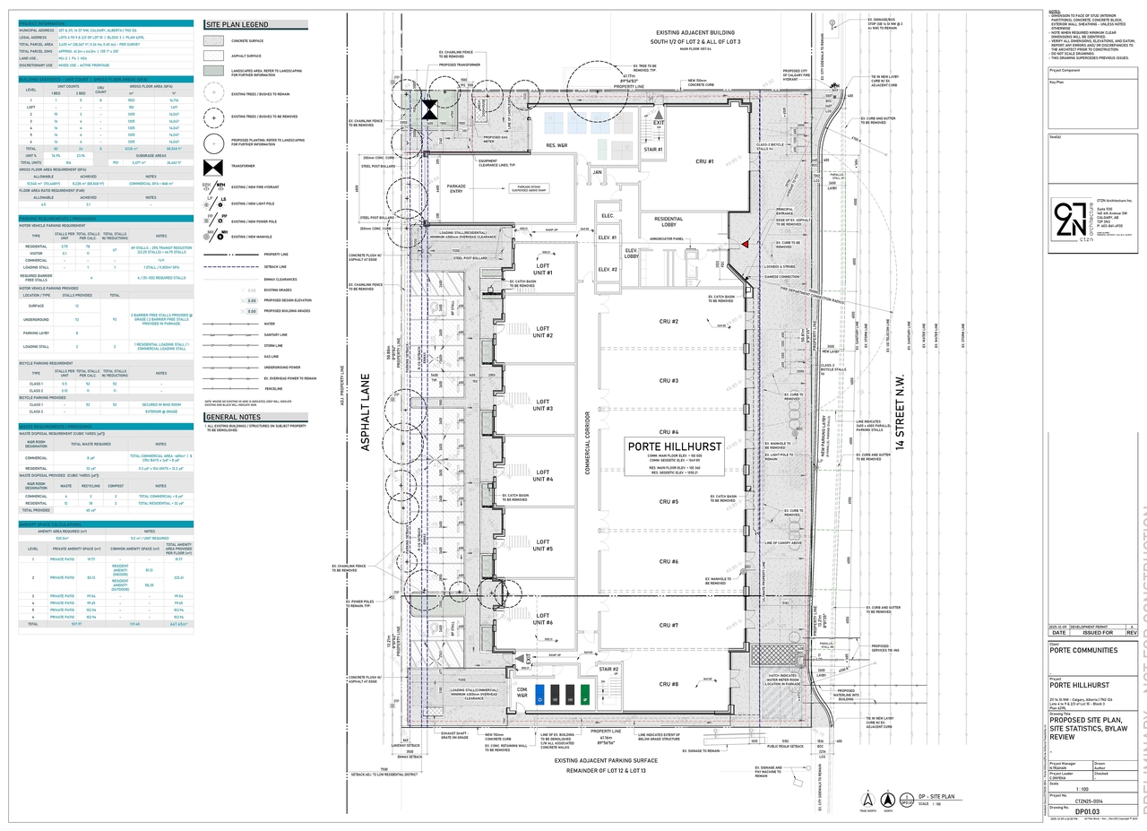 Construction site plan for project from page 4 of the file 'DMAP Plans (Submitted) DP2025-07167 (4MB) 2025-12-11'