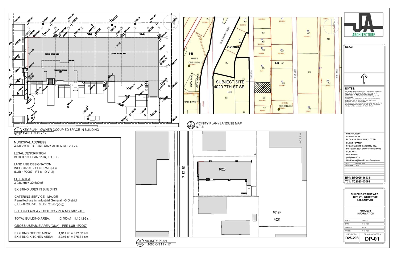 Construction site plan for project from page 2 of the file 'DP2025-07177 DMAP Plans (Submitted) 2026-01-05 (5MB)'
