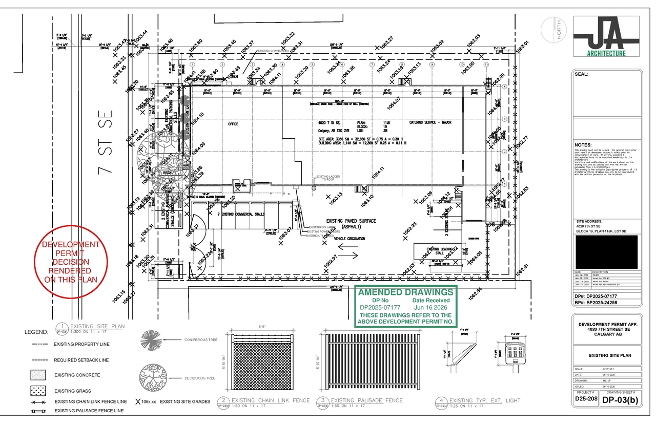 Construction site plan for project from page 3 of the file 'DP2025-07177 DMAP Plans (Decision Rendered) 2026-06-22 (4MB)'