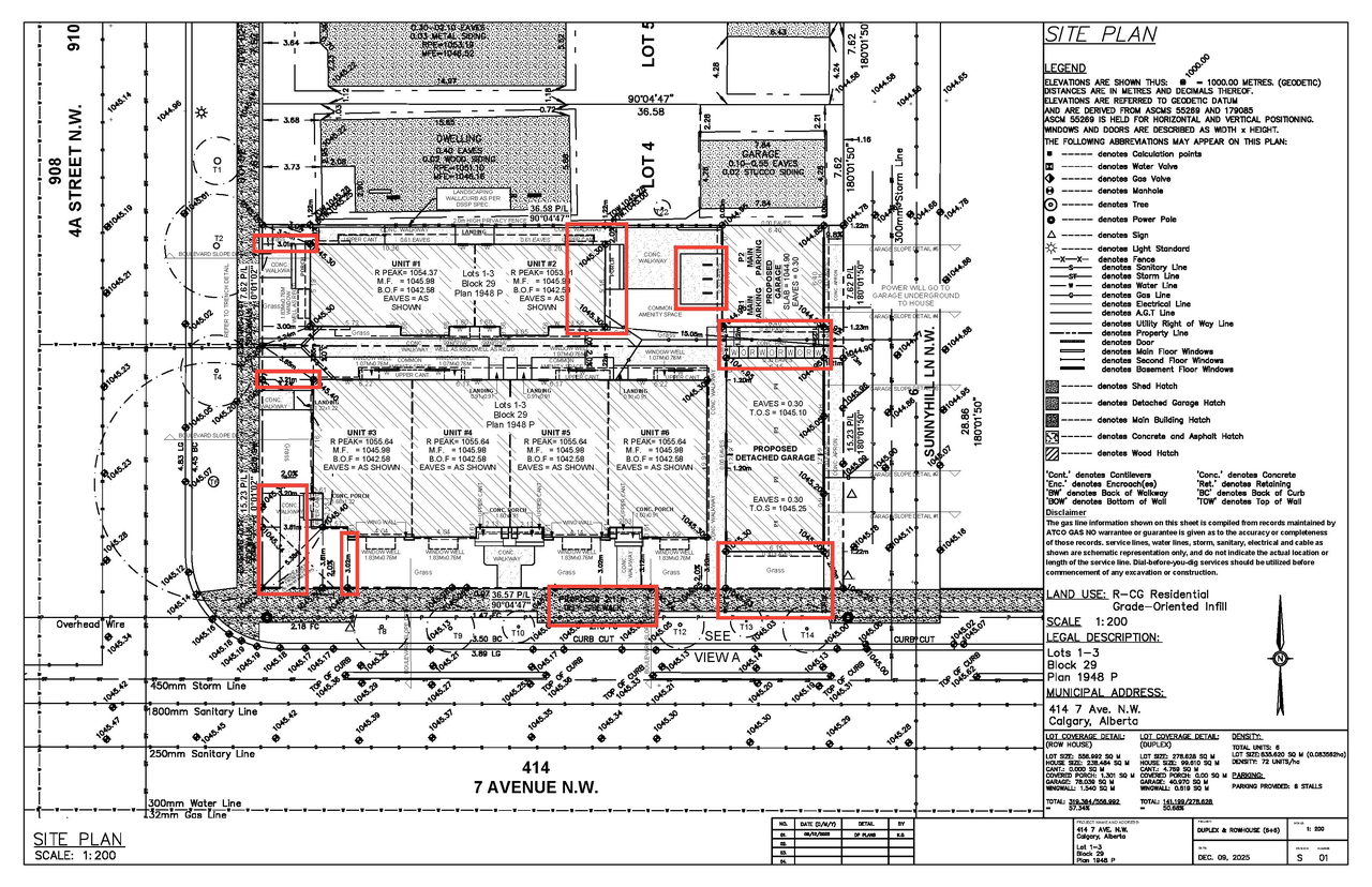 Construction site plan for project from page 1 of the file 'DP2025-07206 DMAP Amended Plans (5MB) 2026-03-17'