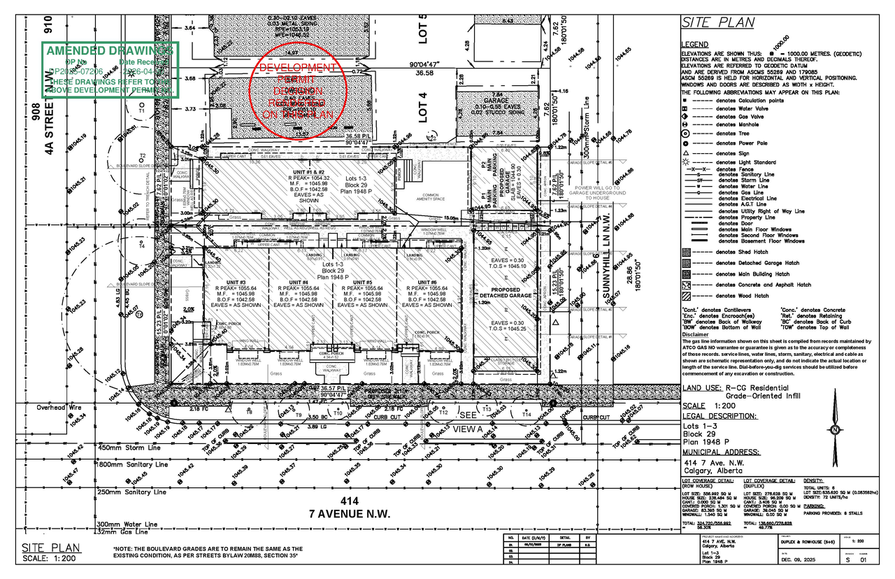Construction site plan for project from page 1 of the file 'DP2025-07206 - DMAP Decision Rendered (5MB) 2026-05-28'