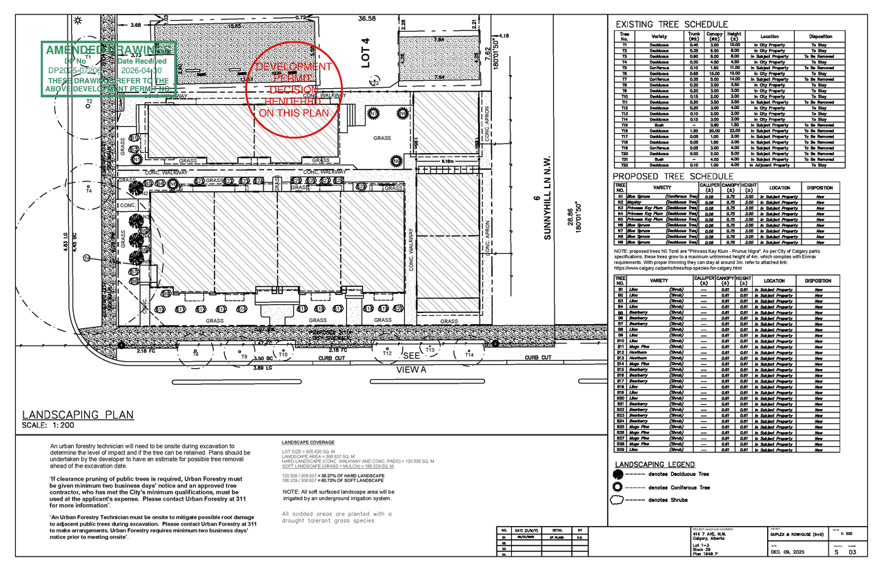 Construction site plan for project from page 3 of the file 'DP2025-07206 - DMAP Decision Rendered (5MB) 2026-05-28'