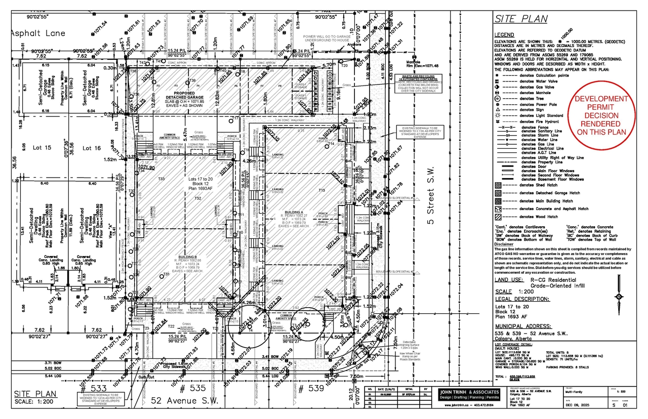 Construction site plan for project from page 1 of the file 'DP2025-07218 - DMAP PLANS - DECISION RENDERED - 2026-05-05 (6MB)'
