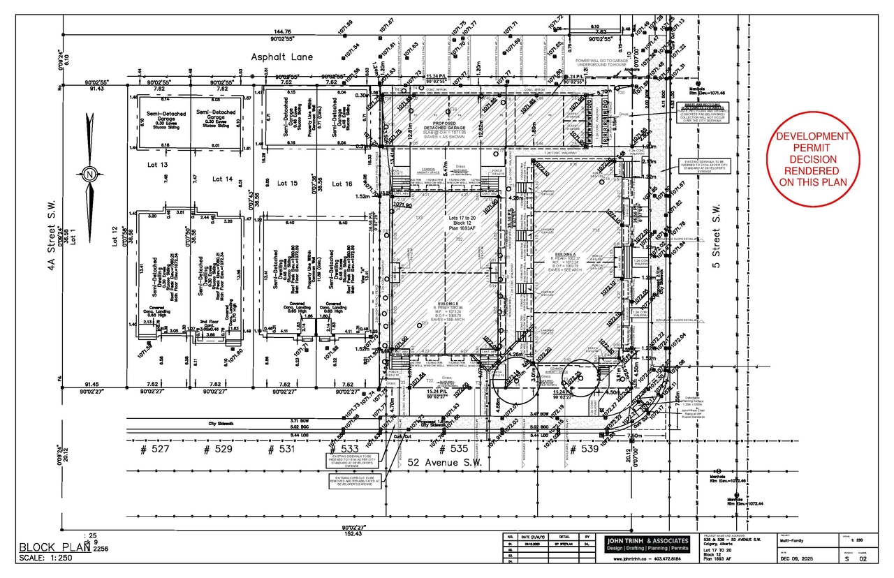 Construction site plan for project from page 2 of the file 'DP2025-07218 - DMAP PLANS - DECISION RENDERED - 2026-05-05 (6MB)'