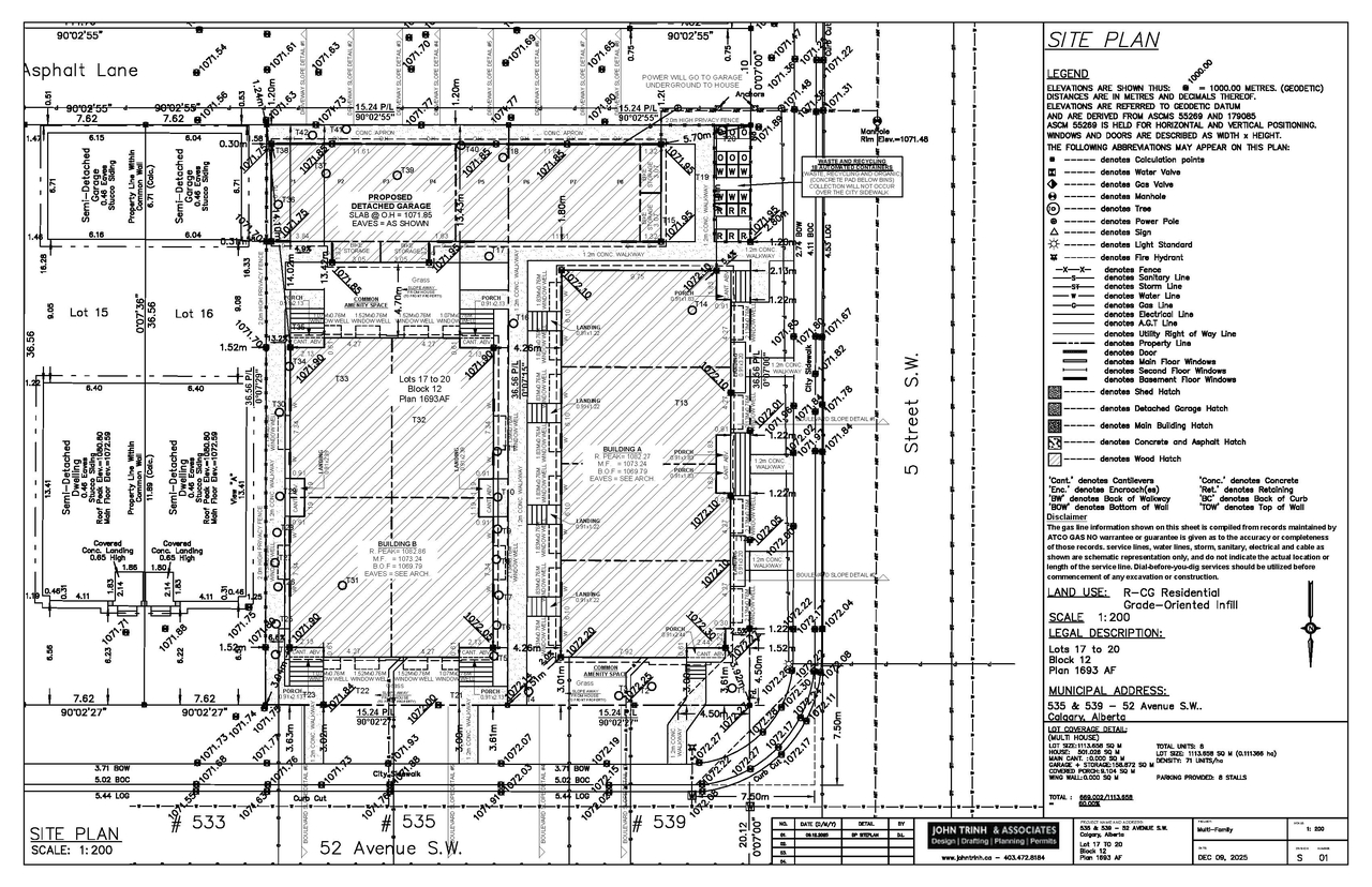 Construction site plan for project from page 1 of the file 'DMAP Plans (Submitted) DP2025-07218 (2MB) 2025-12-13'