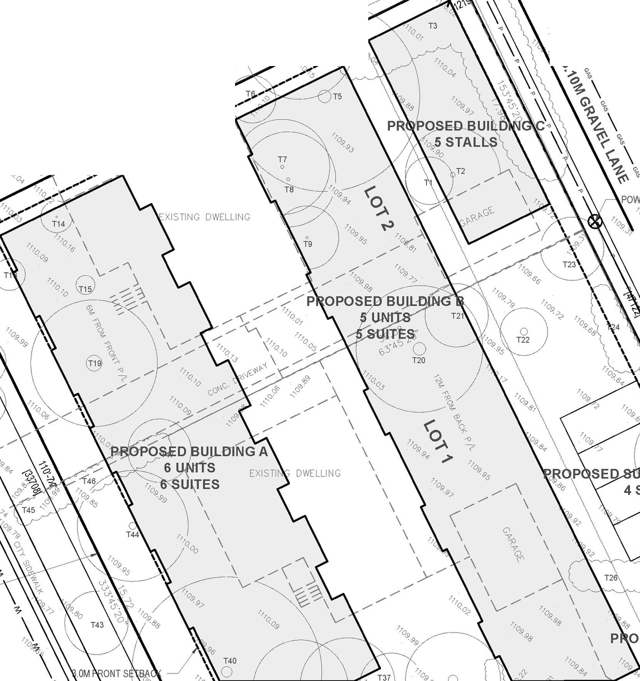 Construction site plan for project from page 2 of the file 'DP2025-07227 DMAP Amended Plans (6MB) 2026-04-01'