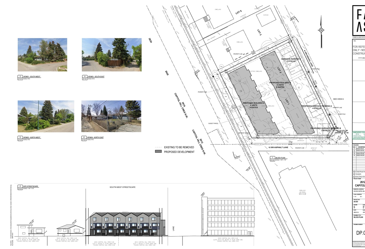 Construction site plan for project from page 2 of the file 'DP2025-07227 - DMAP Plans Amended (5MB) 2026-07-08'