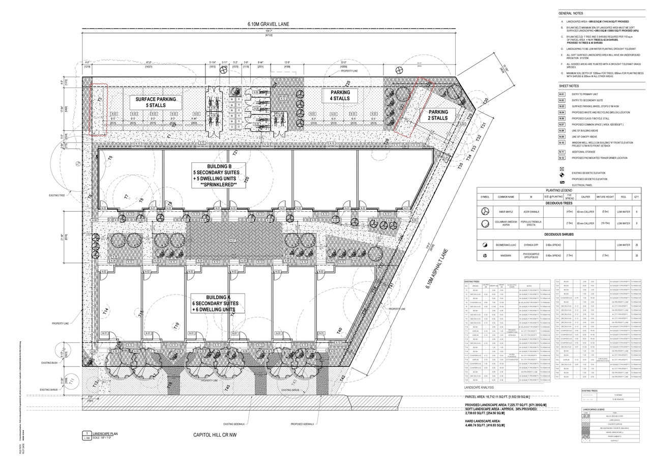 Construction site plan for project from page 4 of the file 'DP2025-07227 - DMAP Plans Amended (5MB) 2026-07-08'