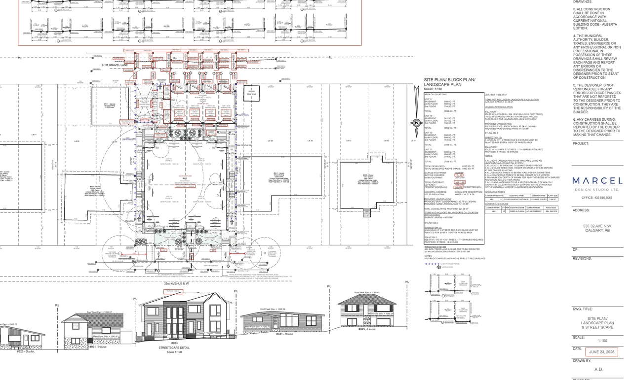 Construction site plan for project from page 1 of the file 'DP2025-07234 DMAP Plans (amended) 2026-06-24 (1MB)'