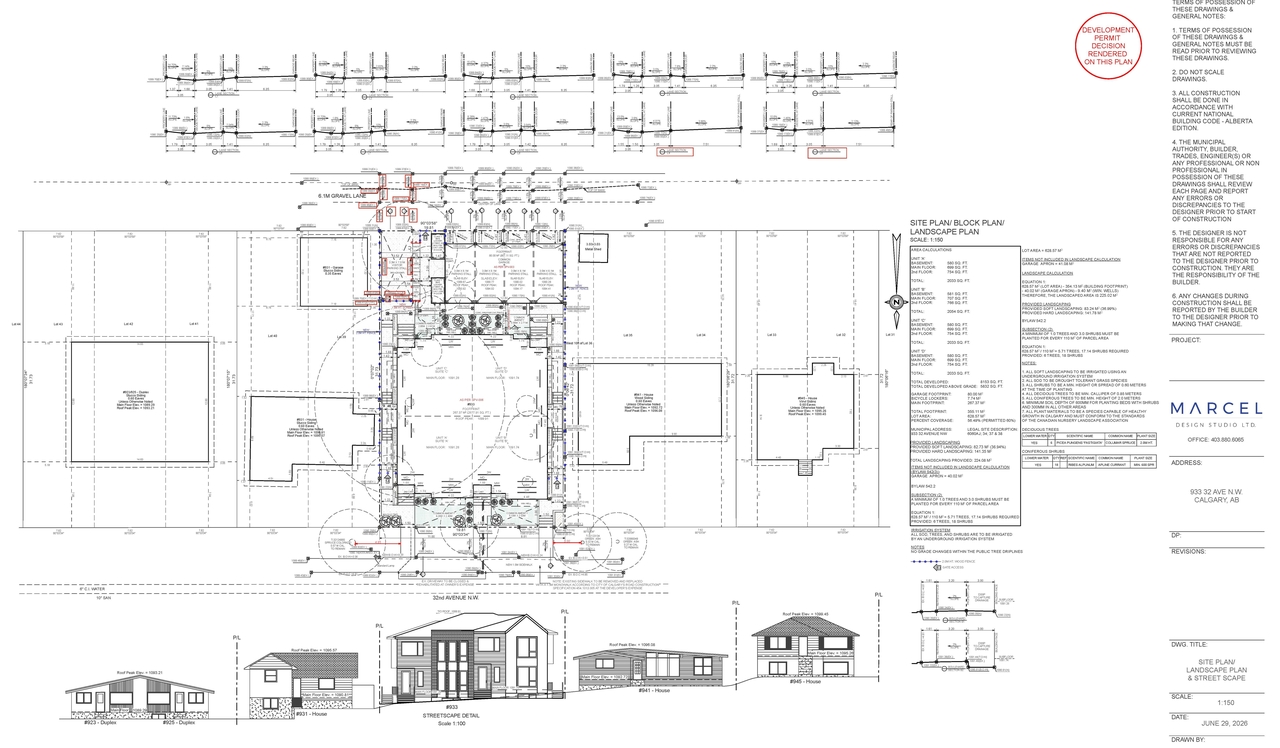 Construction site plan for project from page 1 of the file 'DP2025-07234 - DMAP DECISION RENDERED (1MB) 2026-07-21'