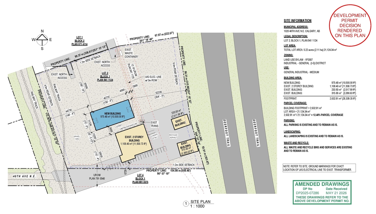 Construction site plan for project from page 1 of the file 'DP2025-07286 - DMAP PLANS - DECISION RENDERED - 2026-06-12 (1MB)'