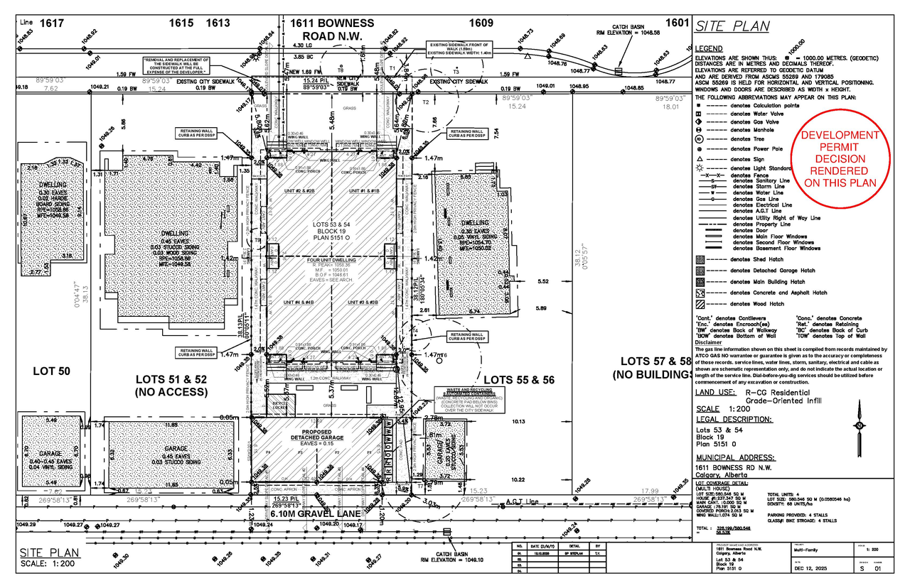 Construction site plan for project from page 1 of the file 'DP2025-07319 - DMAP PLANS - DECIDED RENDERED 2026-05-21 (5MB)'