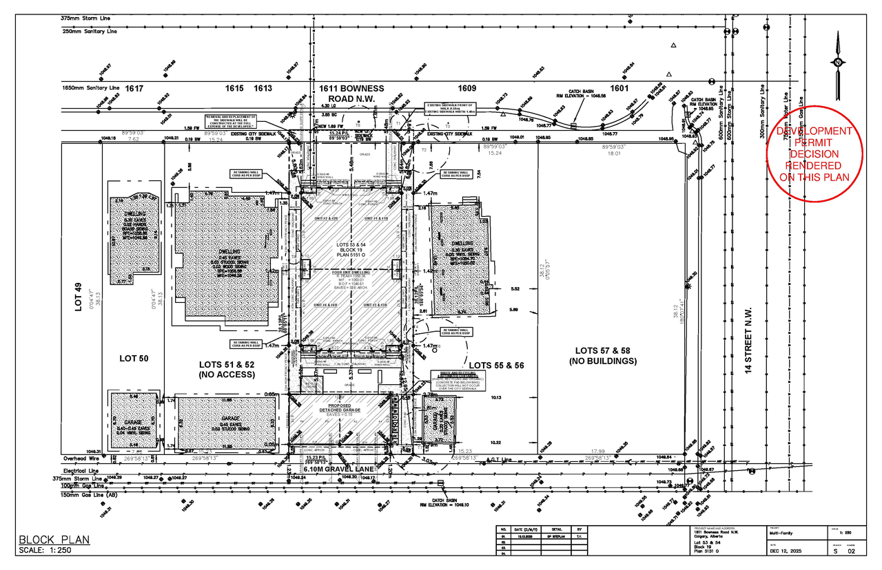 Construction site plan for project from page 2 of the file 'DP2025-07319 - DMAP PLANS - DECIDED RENDERED 2026-05-21 (5MB)'