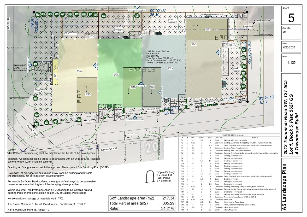 Construction site plan for project from page 4 of the file 'DP2025-07338 - DMAP PLANS - AMENDED - 2026-06-19 (8MB)'