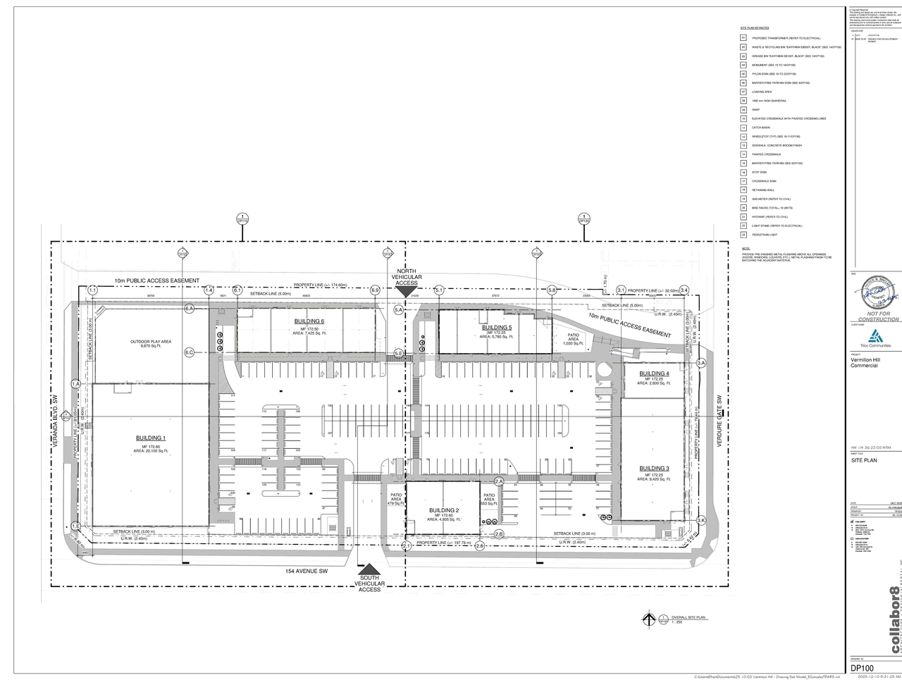 Construction site plan for project from page 4 of the file 'DP2025-07425 DMAP Plans (Submitted) 2025-12-23 (10MB)'