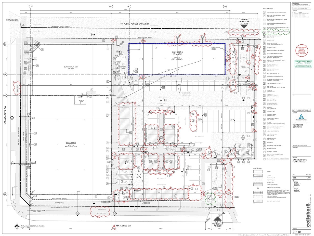 Construction site plan for project from page 4 of the file 'DP2025-07425 - DMAP DECISION RENDERED (23MB) 2026-07-23'