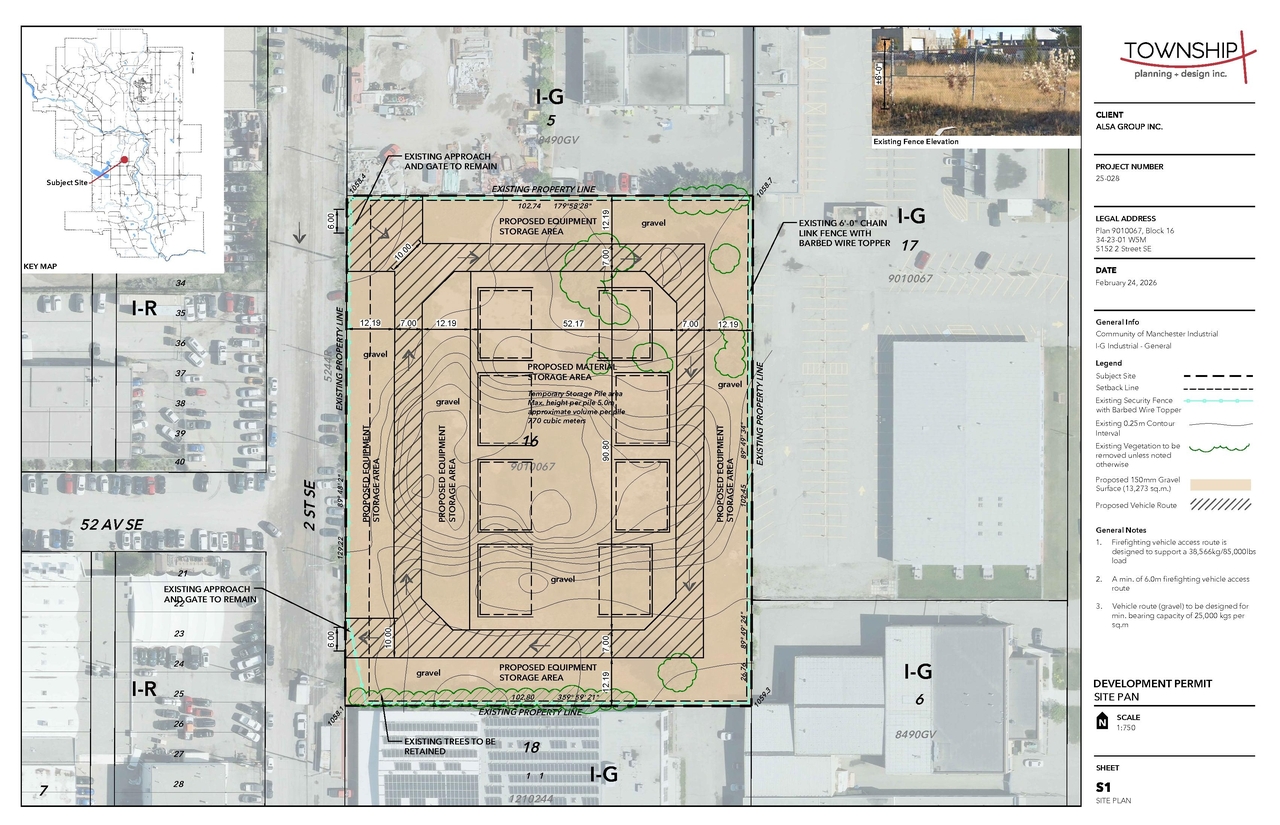 Construction site plan for project from page 1 of the file 'DP2025-07426 DMAP Plans Submitted (4MB) 2026-02-26'