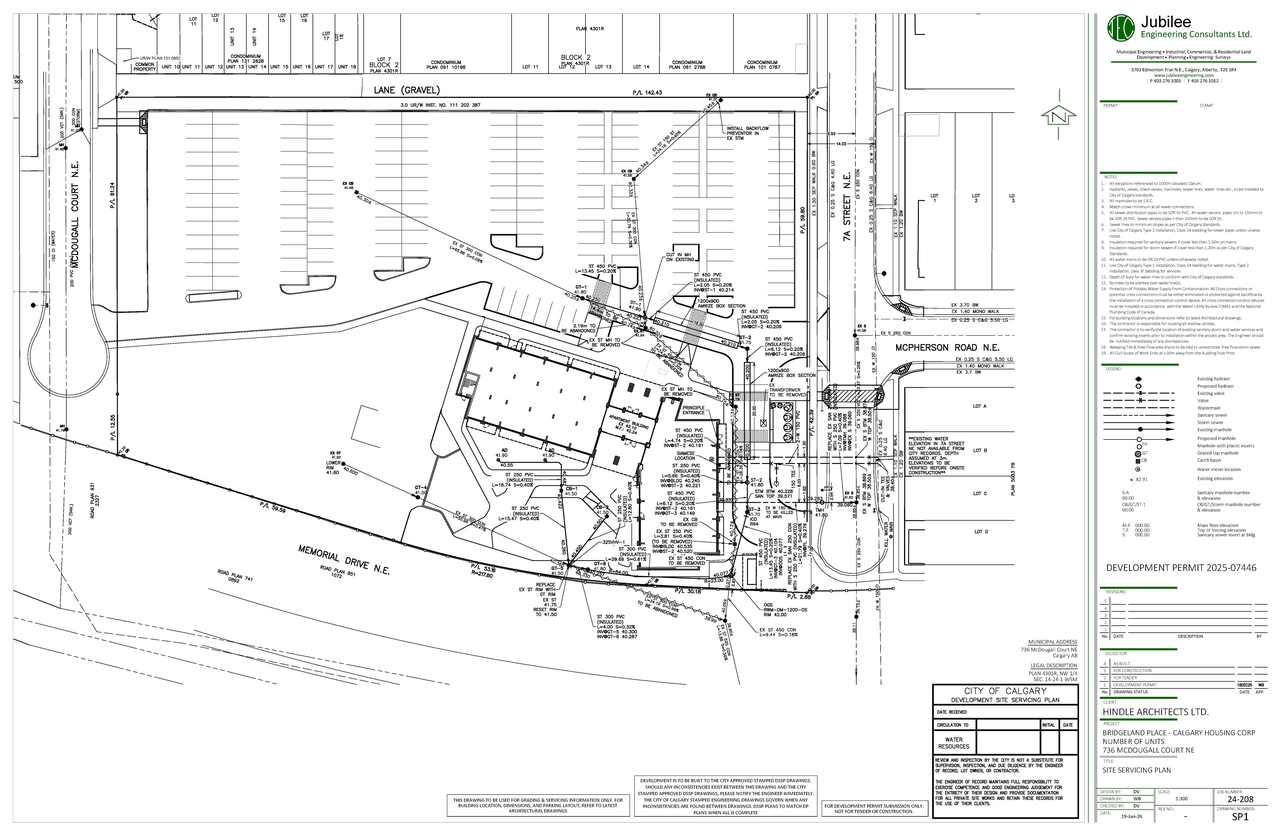 Construction site plan for project from page 13 of the file 'DP2025-07446 DMAP Plans (Amended) 2026-06-24 (14MB)'
