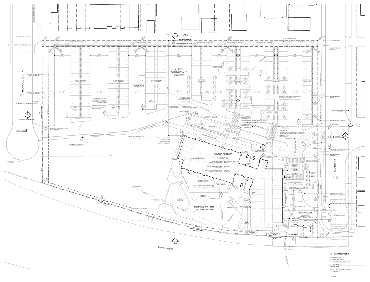 Construction site plan for project from page 4 of the file 'DP2025-07446 DMAP Plans Submitted 2025-12-23 (14MB)'