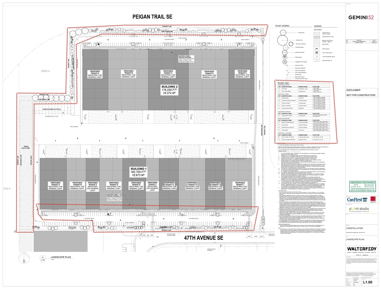 Construction site plan for project from page 13 of the file 'DP2025-07461 DMAP Plans Amended (9MB) 2026-03-03'