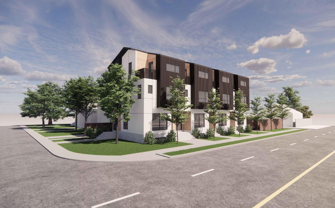 Rendering of building from page 1 of the file 'DMAP Plans (Submitted) DP2025-07480 (2MB) 2026-01-16'