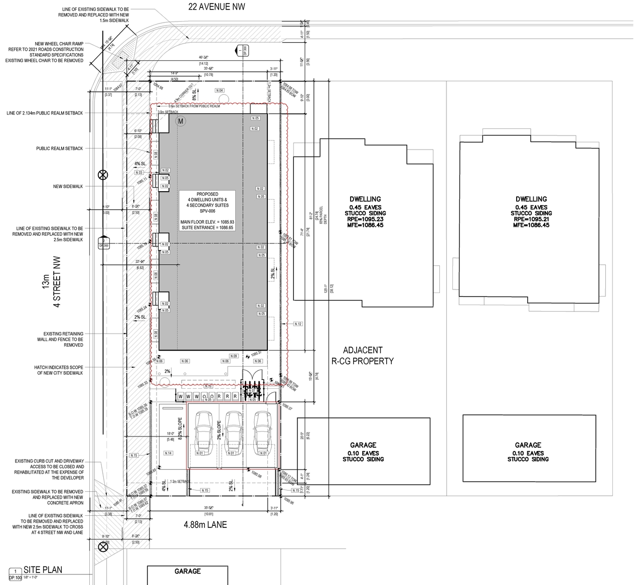 Construction site plan for project from page 4 of the file 'DP2025-07480 - DMAP Plans (amended) 2026-08-25 (2MB)'