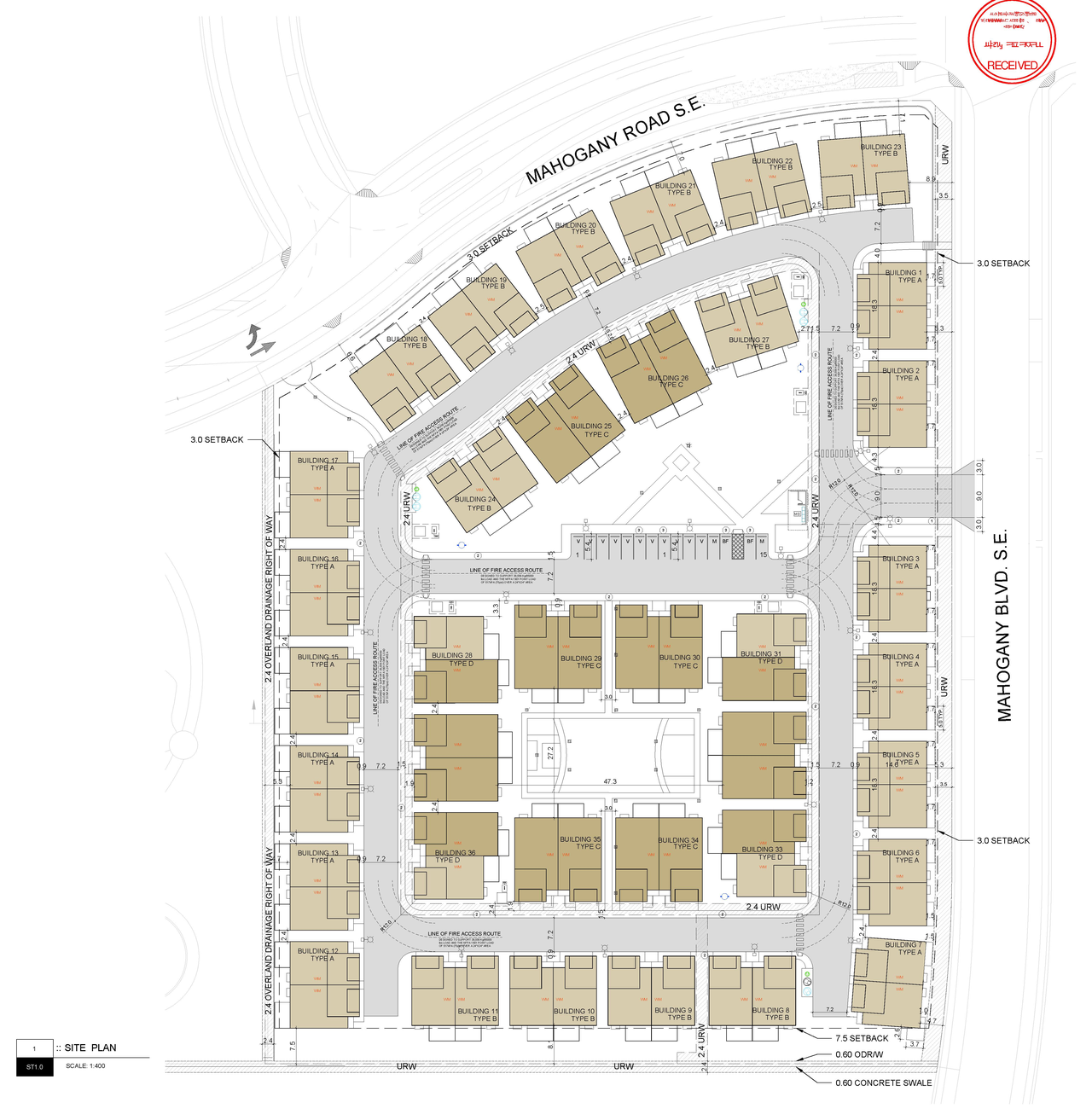 Construction site plan for project from page 4 of the file 'DP2025-07516 DMAP Plans (Amended) 2026-05-24 (14MB)'