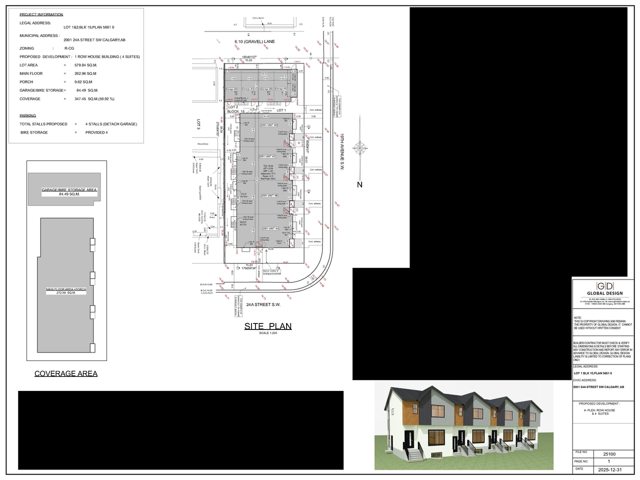 Construction site plan for project from page 1 of the file 'DMAP Plans (Submitted) DP2025-07545 (1MB) 2025-12-31'
