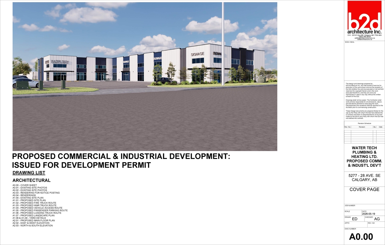 Rendering of building from page 1 of the file 'DP2026-00028 DMAP Plans (Amended) 2026-05-25 (5MB)'