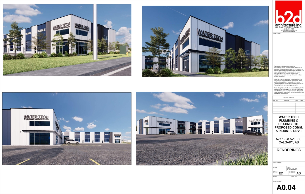 Rendering of building from page 5 of the file 'DP2026-00028 DMAP Plans Submitted (5MB) 2026-01-05'