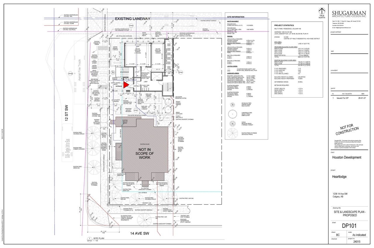Construction site plan for project from page 3 of the file 'DP2026-00227 DMAP Plans (Submitted) 2026-01-15 (3MB)'