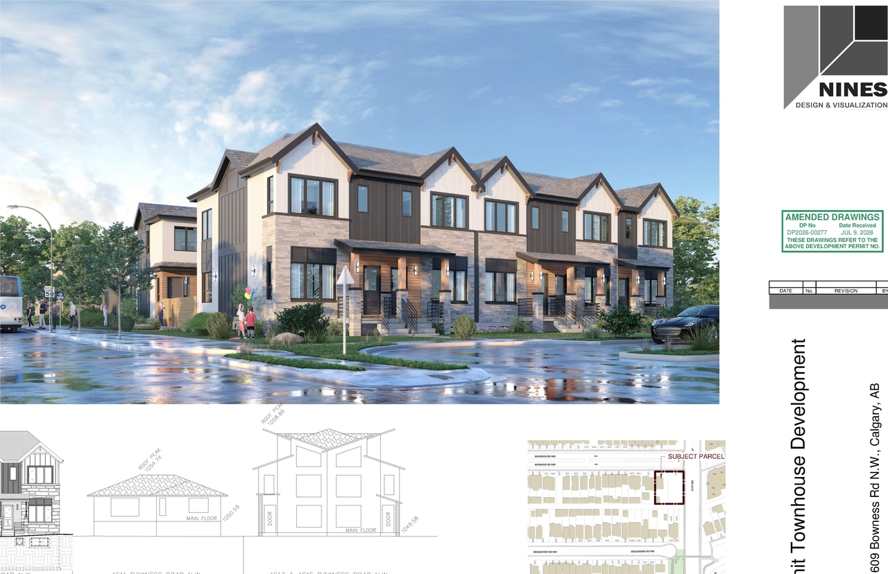 Rendering of building from page 1 of the file 'DP2026-00277 DMAP Plans (Amended) 2026-07-14 (5MB)'