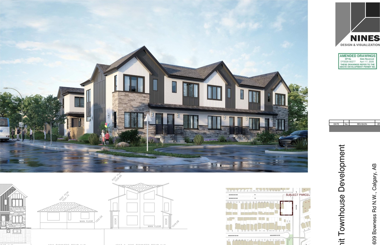 Rendering of building from page 1 of the file 'DP2026-00277 DMAP Plans Amended 2026-05-05 4MB'